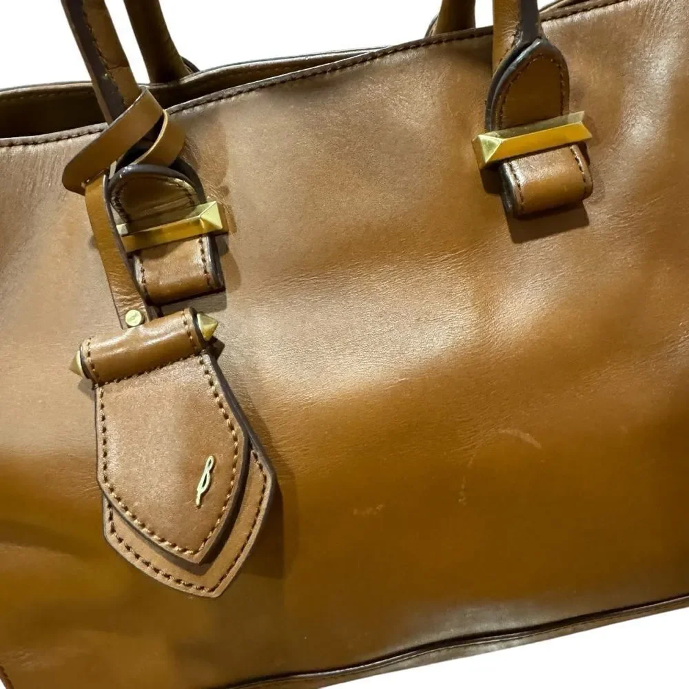 Revolve Brian Atwood Aniccola Brown Leather and Suede Satchel Handbag